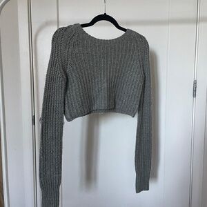 Urban Outfitters Grey Cropped Knit Sweater